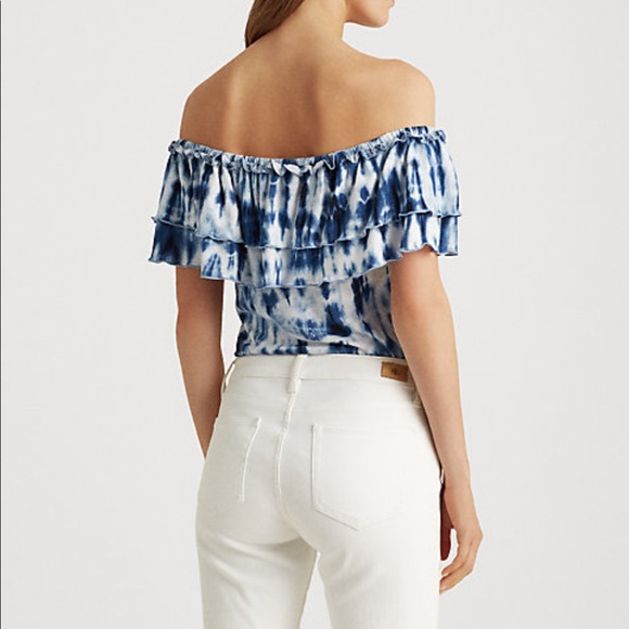 NWT Lauren Ralph Lauren Tie Dye Off The Shoulder Top / Size XS - Picture 2 of 8